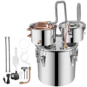 Distillatore Moonshine 3 Galloni 12L in Acciaio Inossidabile con Tubo in Rame e Pompa di Circolazione Integrata, Kit per Distillazione Domestica - Product Image 1