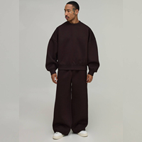Ensemble de survêtement OEM personnalisé en coton 100 % pour l'hiver, sweat-shirt oversize à col rond et pantalon de jogging avec fermeture éclair quart de tour