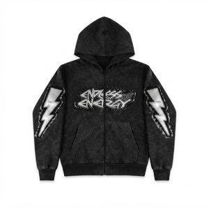 Nuevo Conjunto Deportivo Personalizado para Hombre, con Capucha, Color Negro, Manga Larga, Cierre Frontal con Cremallera, Estampado Endless Energy, Ropa Urbana de Otoño, Algodón, Corte Holgado - Product Image 3