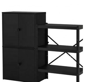 "Black Metal Storage <b>Cabinet</b> with Shelves and Doors Modern Design Perfect for Organizing Office or Home Spaces" - Product Image 1