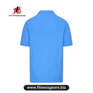 Polo à manches courtes bleu pour homme, 100% coton piqué, couleur unie, coupe décontractée, respirant, longueur normale - Product Image 2
