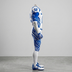 Custom White Blue American Football Jersey <b>Pants</b> Set <b>Padded</b> Team Uniform Wholesale Sportswear Manufacturer - Product Image 2