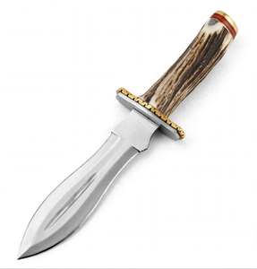 Outil utilitaire personnalisé avec manche en véritable bois de cerf, garde-poignée en laiton cranté et capuchon de poignée - Product Image 2