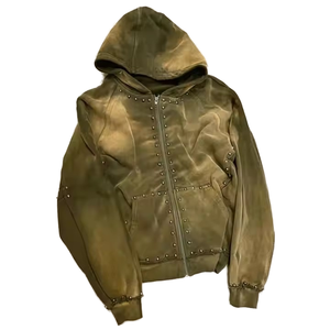 Sudadera con Capucha de Estilo Acid Wash con Patrón Desgastado Vintage y Interior Súper Suave para Uso Diario en Todas las Estaciones, Esencial para el Estilo Urbano - Product Image 1