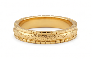 DIVYORO Women's Classic 22k Gold Plated <b>Stacked</b> Texture <b>Ring</b> - Product Image 1