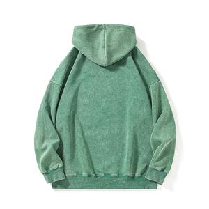 Vintage Acid Wash 450 Gsm Pullover Hoodie para hombres 100% algodón sólido Streetwear estilo Rhinestone detalle desgastado para invierno - Product Image 3