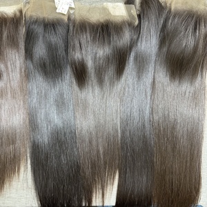 Pelucas de Cabello Virgen Vietnamita con Frente de Encaje, Doble Trama a Máquina # 1b Negro Natural, Marrón Oscuro, Colores Listos para Enviar - Product Image 3