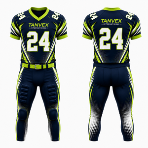 Ensemble d'uniformes de football américain TANVEX International pour hommes, col en V, manches courtes, imprimé par transfert thermique, écologique, 100 % polyester - Product Image 2