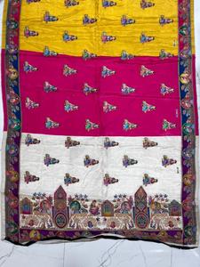 Sari de Seda Viscosa Pura Estampada, Suministro Directo de Fábrica, Diseño Elegante para Fiestas, Bodas y Festivales, Disponible para la Venta - Product Image 4