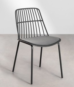 Silla de Comedor Moderna Minimalista de Metal con Tapicería de Tela para Uso Doméstico - Product Image 1
