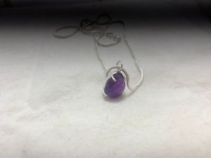 Genuine Amethyst Pear Teardrop Necklace <b>Silver</b> Pendant February Handmade Jewelry Gift For Women Jewelry For Women Necklace - Product Image 3