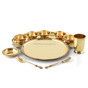 Juego de Vajilla Maharaja de Latón Macizo Hecho a Mano, Juego de Vajilla Tradicional de 10 Piezas para Cenas Reales - Product Image 2