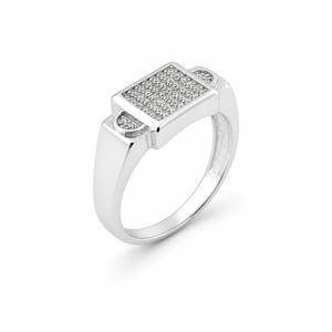 Anillo de Plata de Ley 925 con Micro Pavé Cuadrado de Circonita Cúbica para Hombre, Regalo para Boda o Fiesta, Acabado Pulido de Alto Brillo - Product Image 2