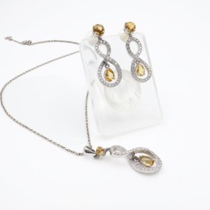 Conjunto de Pendientes y Colgante de Citrino Natural en Plata de Ley 925, Chapado en Rodio, Joyería Fina OEM ODM - Product Image 2