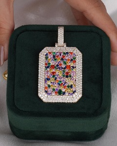 Multi Color Moissanite Pendant Hip Hop Style 925 Sterling Silver Jewelry Customize GRA Certified 7-9CT Gold Plated Sale - Product Image 3