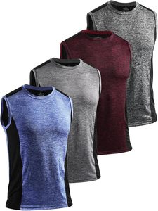 Camiseta sin Mangas para Hombre, Cuello Redondo, Tejida, de Secado Rápido, Color Sólido, Deportiva, Verde, Morado, Azul, Gris, Poliéster - Product Image 4