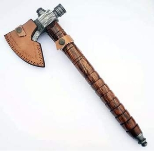 มีดตัดพิซซ่าคุณภาพสูง ZA DAMASCUS MAKERS ผลิตจากเหล็กกล้าไร้สนิมอุตสาหกรรม ดามัสกัส แบบแบน ด้ามจับทำมือ รูปทรงหัวขวาน ขนาด 2 2/5 นิ้ว สีโรส - Product Image 3