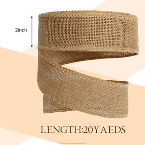 20 Meters 2 Inches 100% Jute Wide <b>Ribbon</b> Eco-Friendly Natural Fabric Roll Wired Edge Wreaths <b>Christmas</b> Tree Decoration - Product Image 4