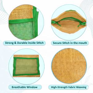 Eco Friendly <b>Jute</b> Drawstring Mesh Grocery <b>Sack</b> 31*21 cm 1.5kg Strong Reusable Bag for Fresh Fruits Vegetables and Daily Shopping - Product Image 3