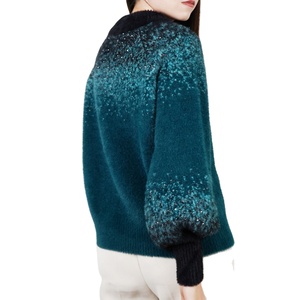 Ropa de invierno, suéter de mohair, nuevo diseño, suéter de mohair personalizado transpirable, suéter de punto con cuello redondo para mujer - Product Image 2