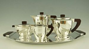 Premium tabletop decor silver finish tea <b>set</b> handcrafted metalware modern serve <b>set</b> elegant <b>beverage</b> service tea <b>serving</b> tray - Product Image 5