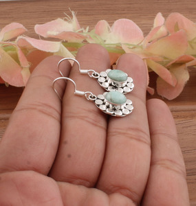 ต่างหูลาร์ิมาธรรมชาติทรงหยดน้ำ เงินแท้ 925 ดีไซน์หรูหรา สำหรับผู้หญิง เหมาะสำหรับงานปาร์ตี้ ขายส่ง - Product Image 4