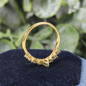Unisex Yellow Gold Natural Stone Engagement <b>Ring</b> Brilliant Cut <b>Crown</b> Style Prong Setting Classic Design 18K Solid Gold Rhodium - Product Image 3