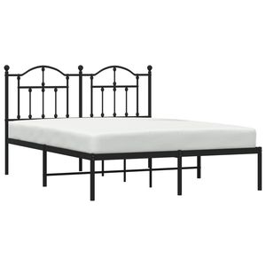 Cadre de lit double en acier noir avec revêtement poudré, lits en métal - Product Image 3