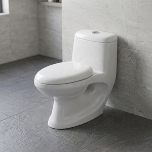 Inodoro de cerámica de una pieza con descarga por arrastre y sifón en S, modelo Luxury Square Bowl, para decoración de baños de hoteles modernos. - Product Image 1