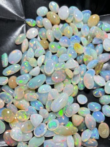 100% Natural Small Size White Opal Cabochon | Full <b>Fire</b> Rainbow Loose Gemstones | Oval Pear Mix Shapes | Trimurti <b>Gems</b> | Third - Product Image 4
