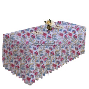Mantel plisado con estampado de bloques florales coloridos, manteles plisados rectangulares, cubierta de mesa de fiesta bohemia, regalos de fiesta en casa - Product Image 1