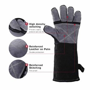 Premium Quality Cowhide Split Leather Reinforced Welding <b>Gloves</b> Long Cuff Heavy Duty Firefighting Construction Bbq <b>Gloves</b> - Product Image 2