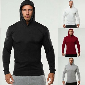 <b>Men's</b> Fitted Hooded Long Sleeve Solid Color <b>Pullover</b> Top Red All Seasons Apparel - Product Image 6