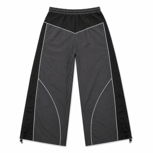 Streetwear Casual Lightweight Wide Leg <b>Track</b> Pants Men Contrast Panel Windbreaker Elastic Waist Loose Fit Outdoor Sport <b>Trousers</b> - Product Image 2
