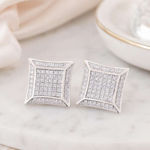 Luxury Moissanite <b>Diamond</b> Square Stud <b>Earrings</b> 925 Silver Iced Out <b>Mens</b> <b>Earrings</b> Baguette Stone Elegant Fine Jewelry Gift - Product Image 1