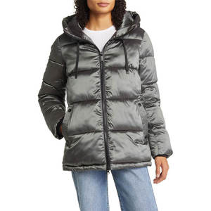 Veste matelassée unisexe de qualité supérieure en gris avec capuche, fermeture éclair intégrale, isolation thermique et plusieurs poches, vêtements d'extérieur pour l'hiver - Product Image 1