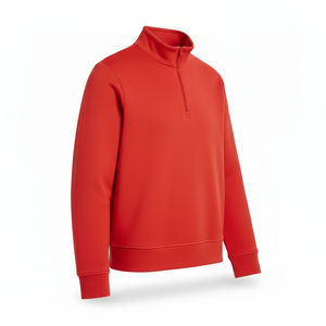 Sudaderas de Diseño Moderno en Color Naranja Liso con Media Cremallera, Sudaderas Personalizadas con Cuello Alto para Hombre con MOQ Bajo - Product Image 3