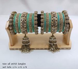 PADMAWATI Ensemble de bracelets de luxe en tungstène plaqué or multicolores, cadeau pour femme pour mariage indien, fiançailles, fête, anniversaire - Product Image 1
