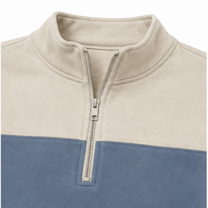 Customize Silver <b>Grey</b> Womens Relaxed Half Zip Cropped <b>Sweatshirt</b> Contrast Stripe Cotton Fleece - Product Image 6