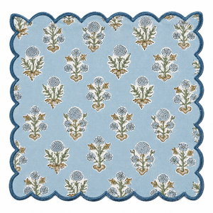 Serviettes de table carrées modernes en coton brodé, écologiques, faites à la main par RIDHI, bordure festonnée, réutilisables, personnalisées, Rajasthan - Product Image 1