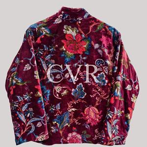 Hand Embroidered Floral Velvet Coat Mandarin Collar Full Sleeve Plus Size Women's Autumn Outerwear Casual - Product Image 3