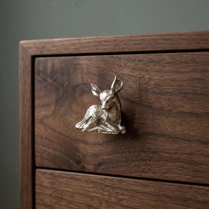 Silver Deer Shape Zinc Alloy Cabinet Knobs Rustic Furniture Handle for Home Bar Drawer <b>Door</b> Pulls - Product Image 3