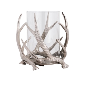 Portavelas de aluminio con aspecto de cuerno de reno estilo nórdico, con cristal, para velas de té, recubierto, para iluminación exterior y decoración. - Product Image 1