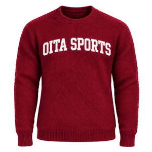 Pull en tricot doux pour homme, couleur bordeaux, col rond, manches longues, décontracté, pour l'hiver, avec logo personnalisé en relief sur la poitrine - Product Image 1
