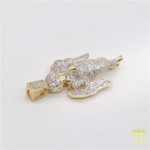Luxury Angel Pendant With VVS Moissanite Diamonds In Yellow Gold Finish - Product Image 5