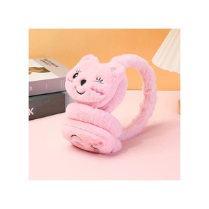 Gray Plush Bunny <b>Ear</b> <b>Muffs</b> With Long Tail Scarf For Warmth And Style - Product Image 4