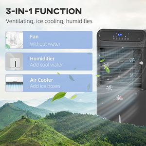 Ventilatore Rinfrescante Evaporativo Portatile 3 in 1 con Telecomando, Oscillazione, Timer, Risparmio Energetico, Nero, per Casa e Ufficio, con Spine UK e AU - Product Image 6