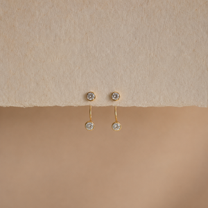 Dainty Layla <b>Stud</b> <b>Earrings</b> 18k Gold Plated Bezel Setting Birthstone Jewelry Everyday Women's Gift for Her - Product Image 2