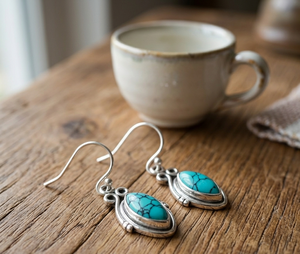 Handmade Natural Turquoise 925 Sterling Silver Hoop Earrings Women Vintage Boho Jewelry <b>Rose</b> <b>Gold</b> Yellow <b>Gold</b> Plated Party Gift - Product Image 5