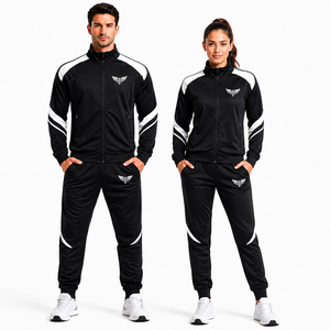 Custom Unisex Sports <b>Tracksuit</b> Set Full Zip Training Jacket and Jogger Pants Athletic Fitness Running Wear for Men and Women - Product Image 3